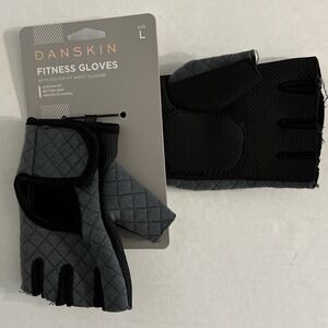 Danskin Fitness Glove ‎ Large Black Half Finger Quilted Gym Workout